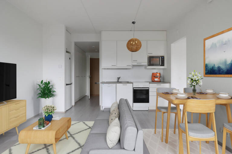 Pääkuva: digistailattu huoneistokuva.