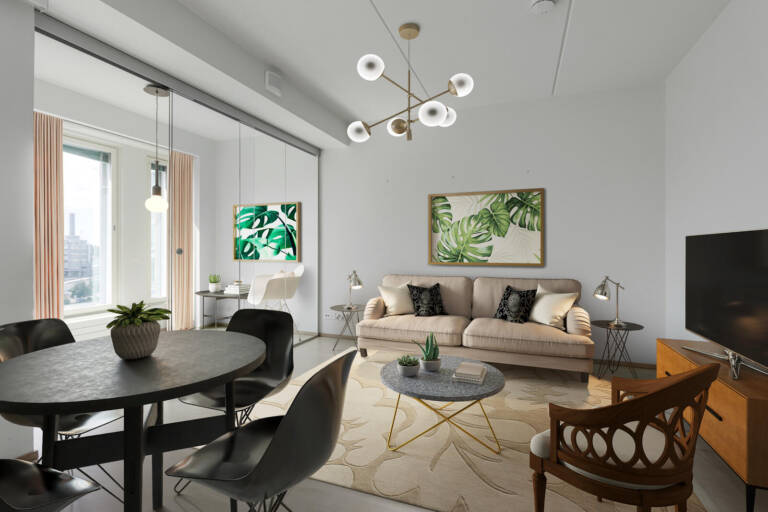 Pääkuva: digistailattu huoneistokuva.