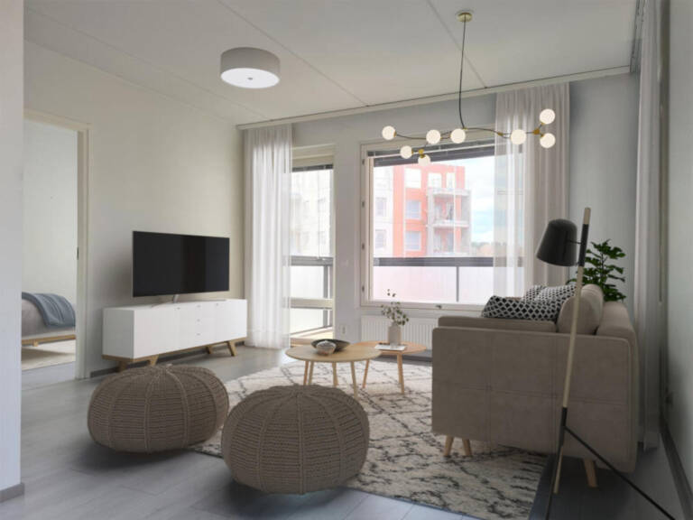 Pääkuva: digistailattu huoneistokuva.