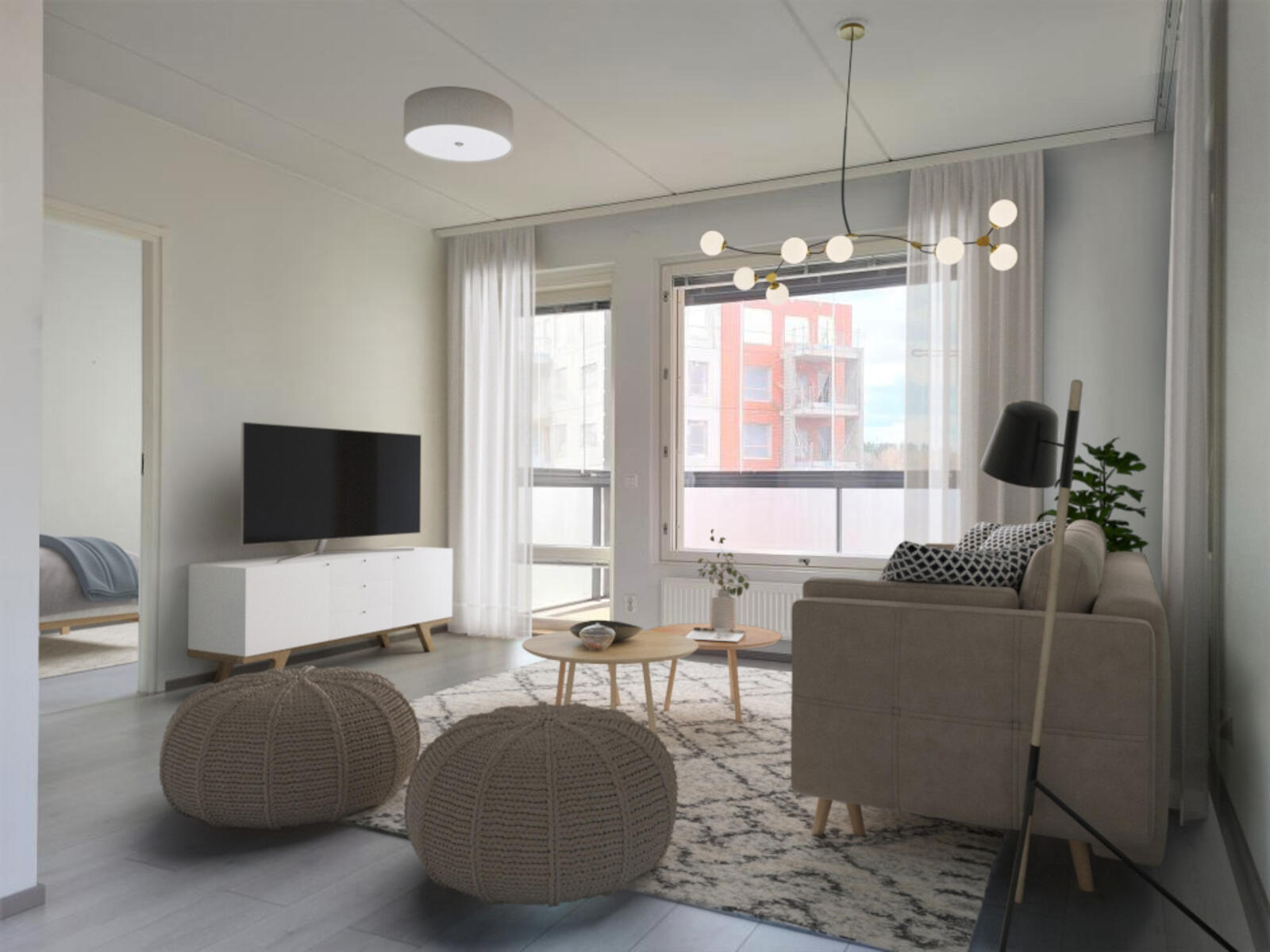 Pääkuva: digistailattu huoneistokuva.