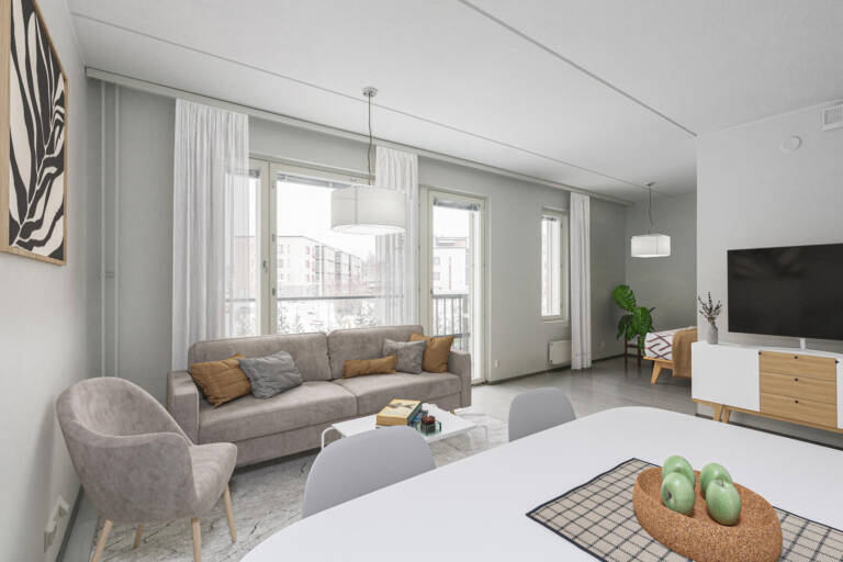 Pääkuva: digistailattu huoneistokuva.