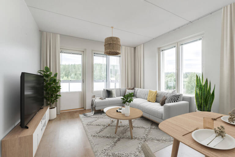 Pääkuva: digistailattu huoneistokuva.