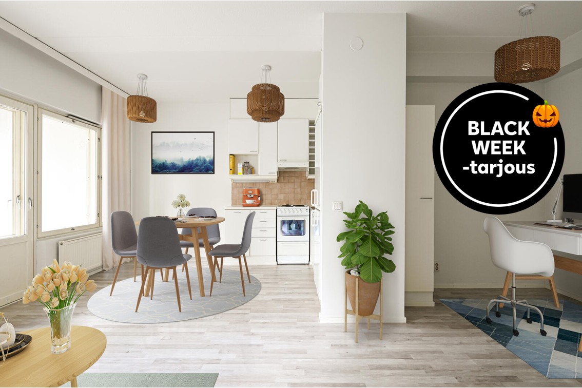 Pääkuva: digistailattu huoneistokuva.