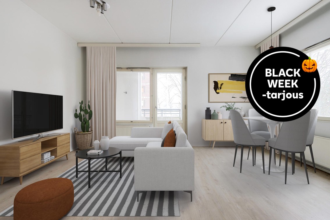 Pääkuva: digistailattu huoneistokuva.