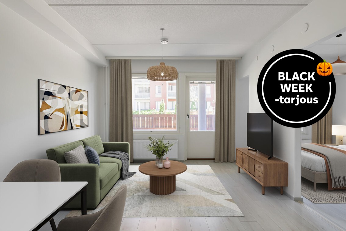 Pääkuva: digistailattu huoneistokuva.