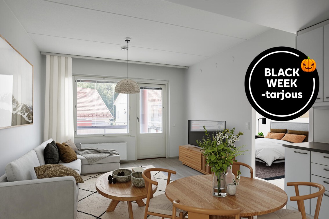 Pääkuva: digistailattu huoneistokuva.