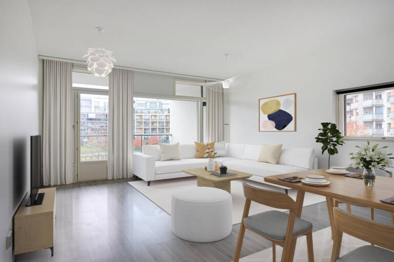 Pääkuva: digistailattu huoneistokuva.