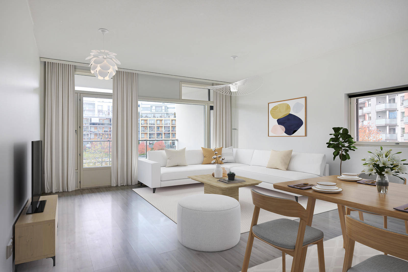 Pääkuva: digistailattu huoneistokuva.