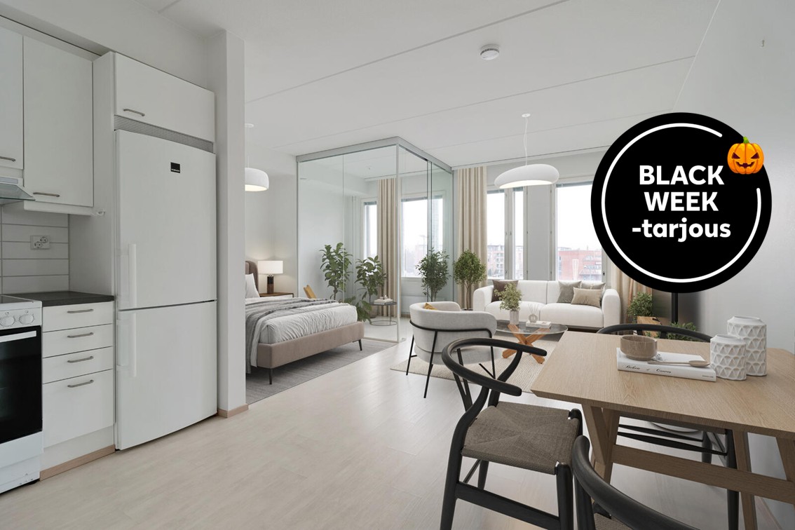 Pääkuva: digistailattu huoneistokuva.