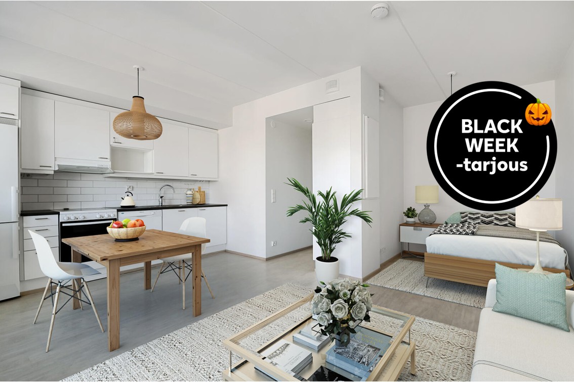 Pääkuva: digistailattu huoneistokuva.