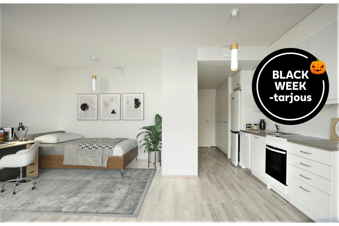 Pääkuva: digistailattu huoneistokuva.