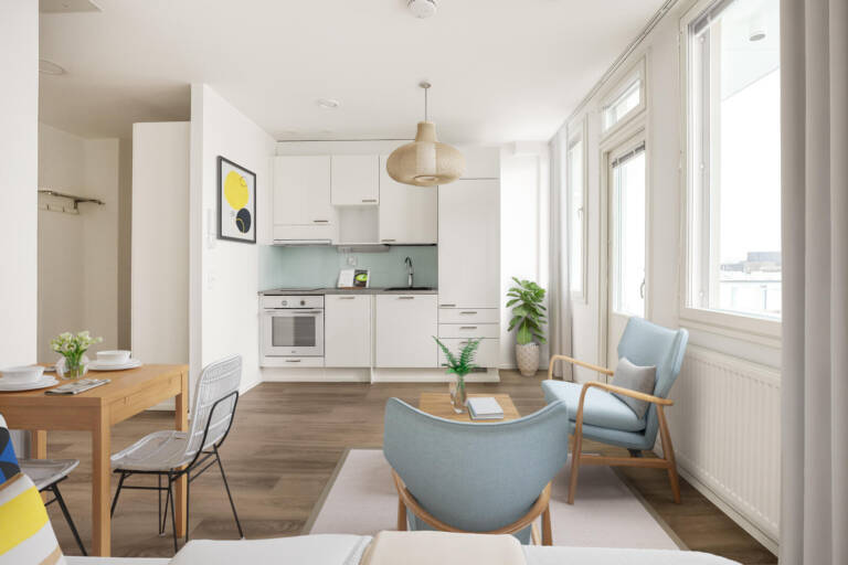 Pääkuva: digistailattu huoneistokuva.