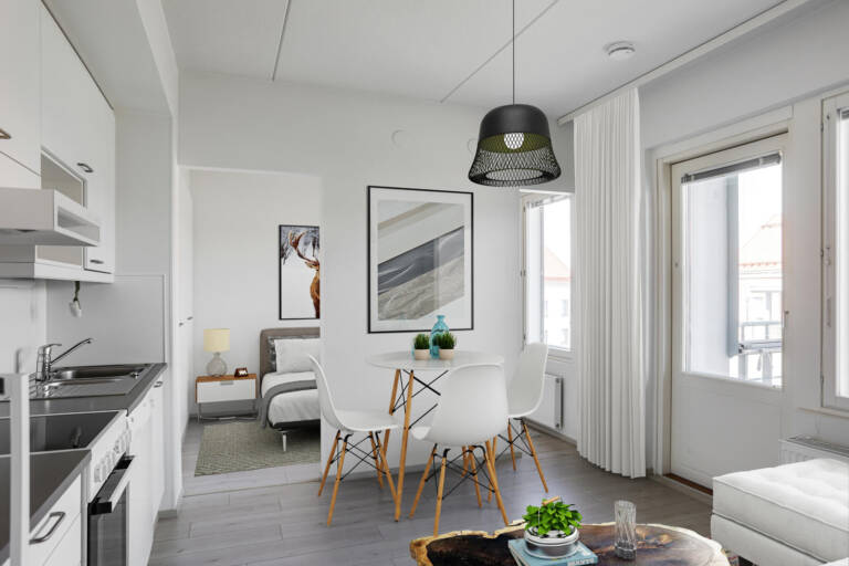 Pääkuva: digistailattu huoneistokuva.