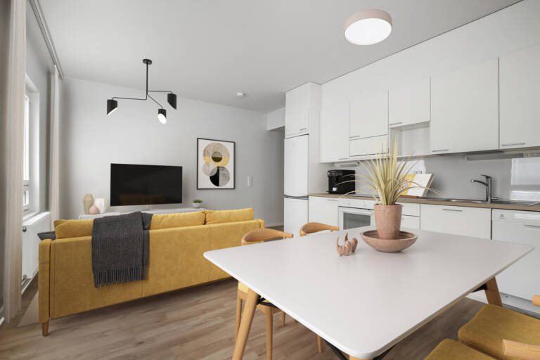 Pääkuva: digistailattu huoneistokuva.