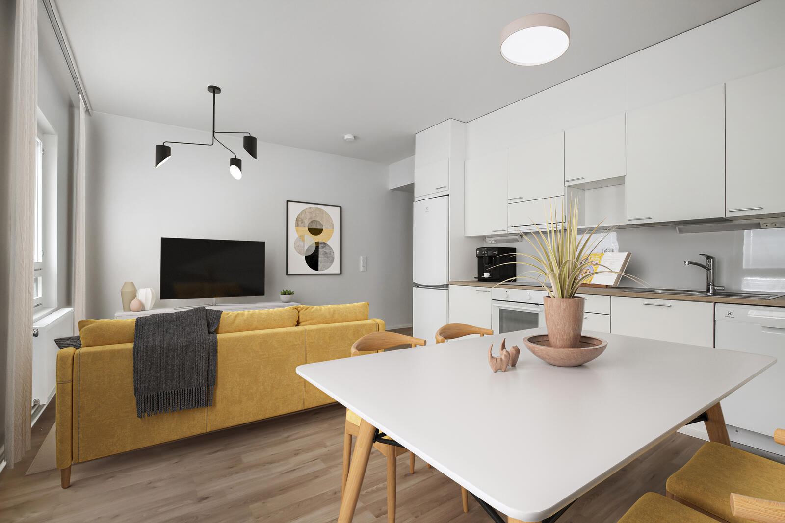 Pääkuva: digistailattu huoneistokuva.