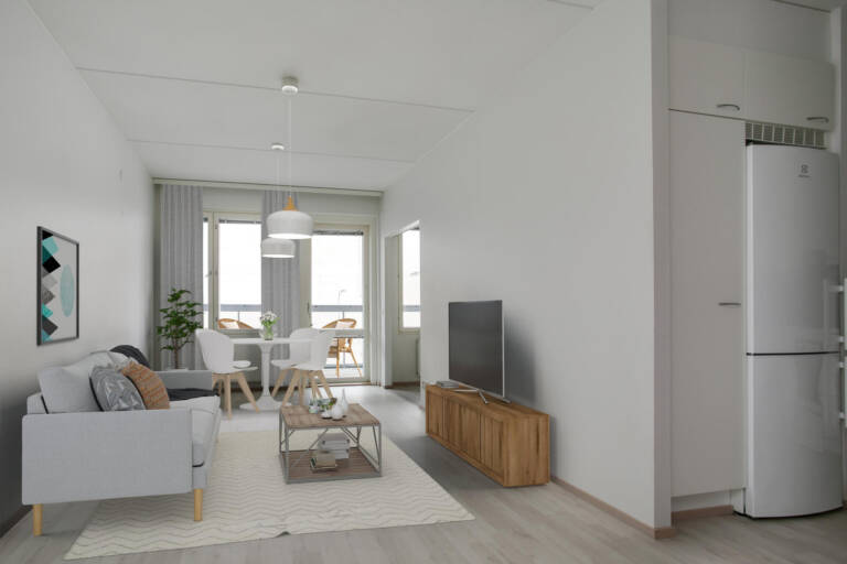 Pääkuva: Digistailattu huoneistokuva.