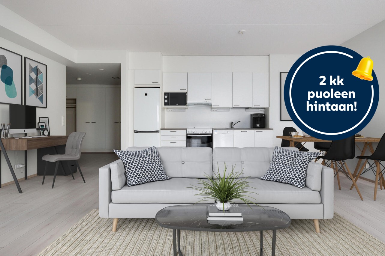 Pääkuva: Digitaalinen sisustus. 2kk puoleen hintaan -logo.