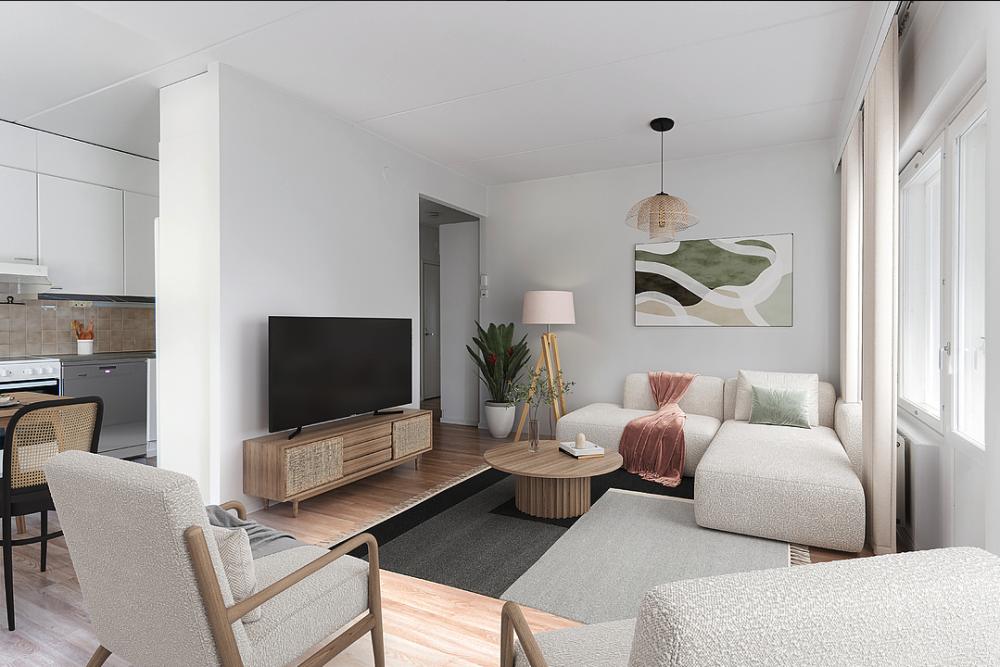 Pääkuva: digistailattu huoneistokuva.