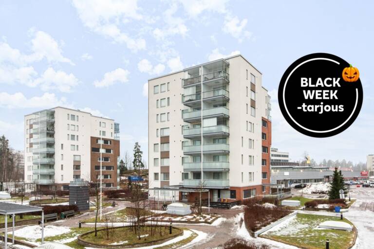 Pääkuva: julkisivukuva. Kampanjakuvake: Black Week -tarjous.