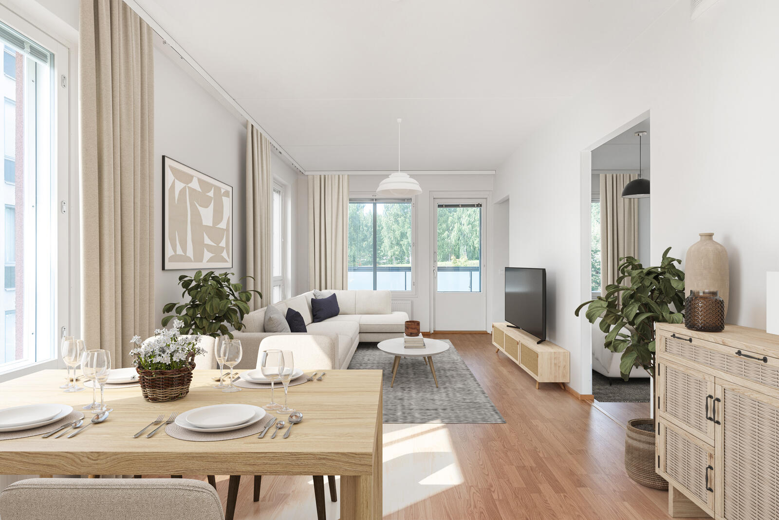 Pääkuva: digistailattu huoneistokuva.