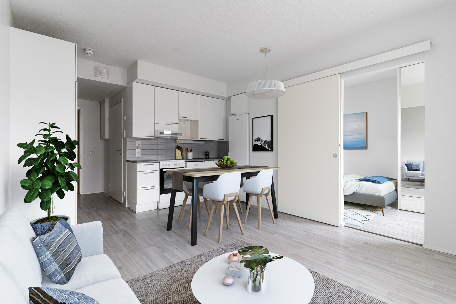 Pääkuva: digistailattu huoneistokuva.