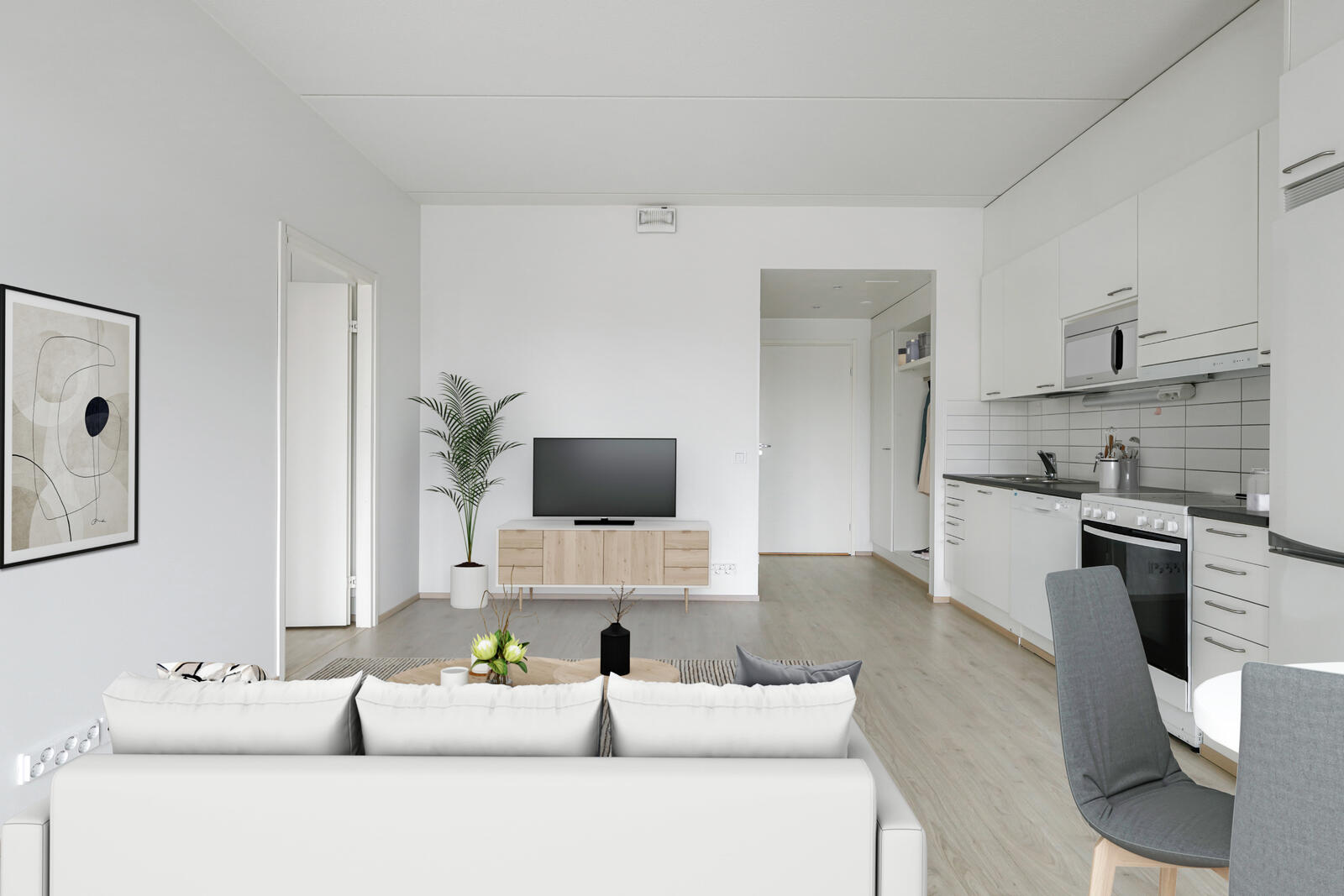 Pääkuva: digistailattu huoneistokuva.