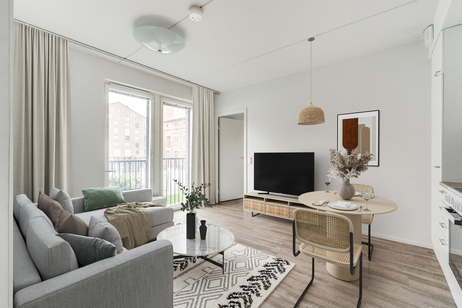 Pääkuva: digistailattu huoneistokuva.