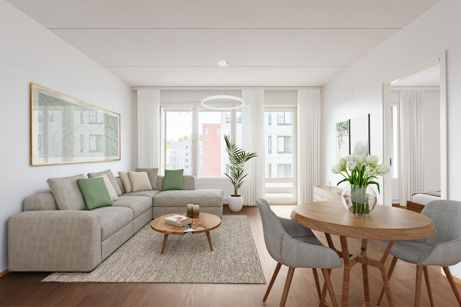 Pääkuva: digistailattu huoneistokuva.