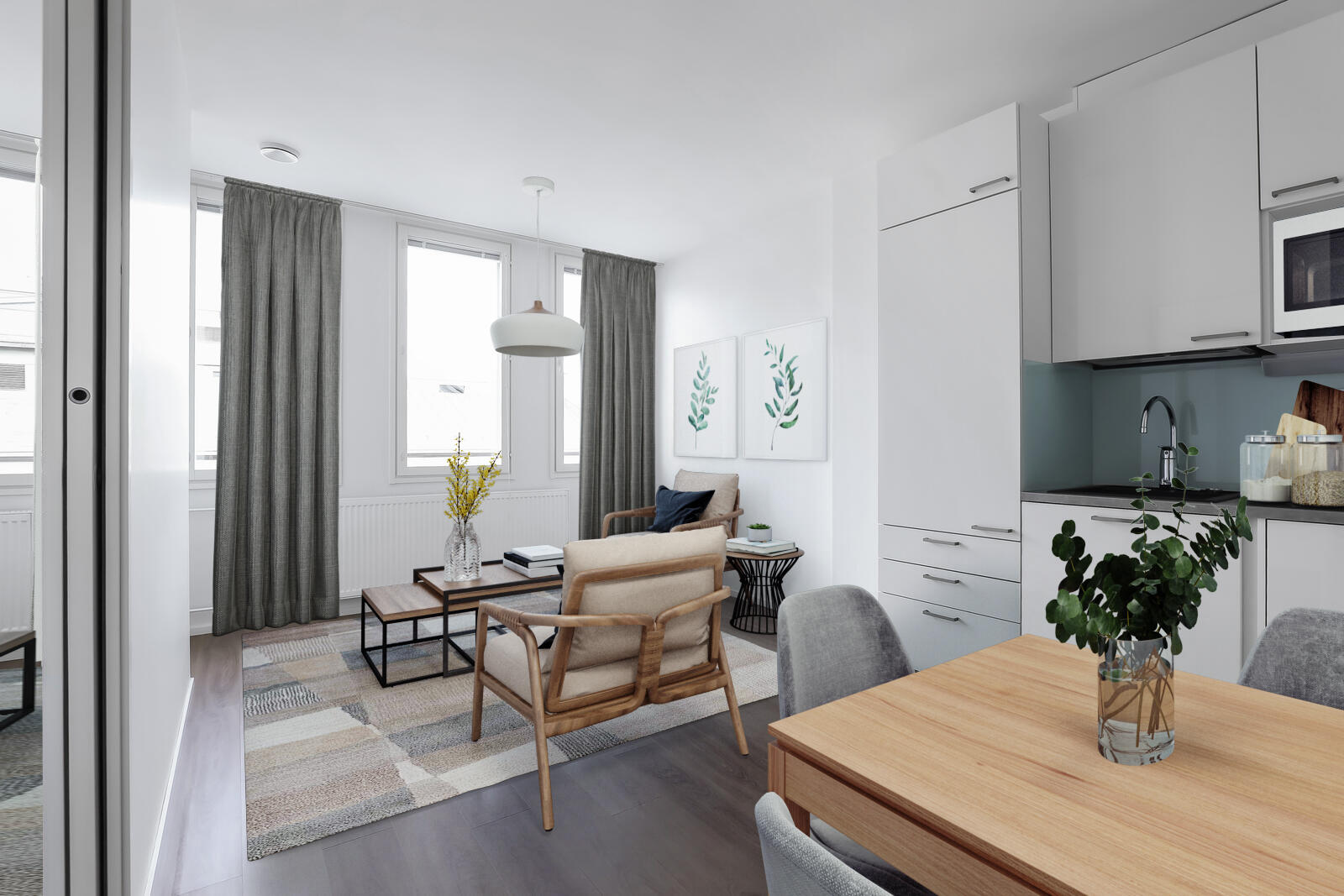 Pääkuva: digistailattu huoneistokuva.