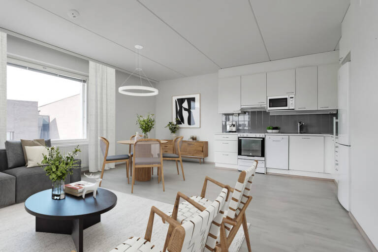 Pääkuva: digistailattu huoneistokuva.