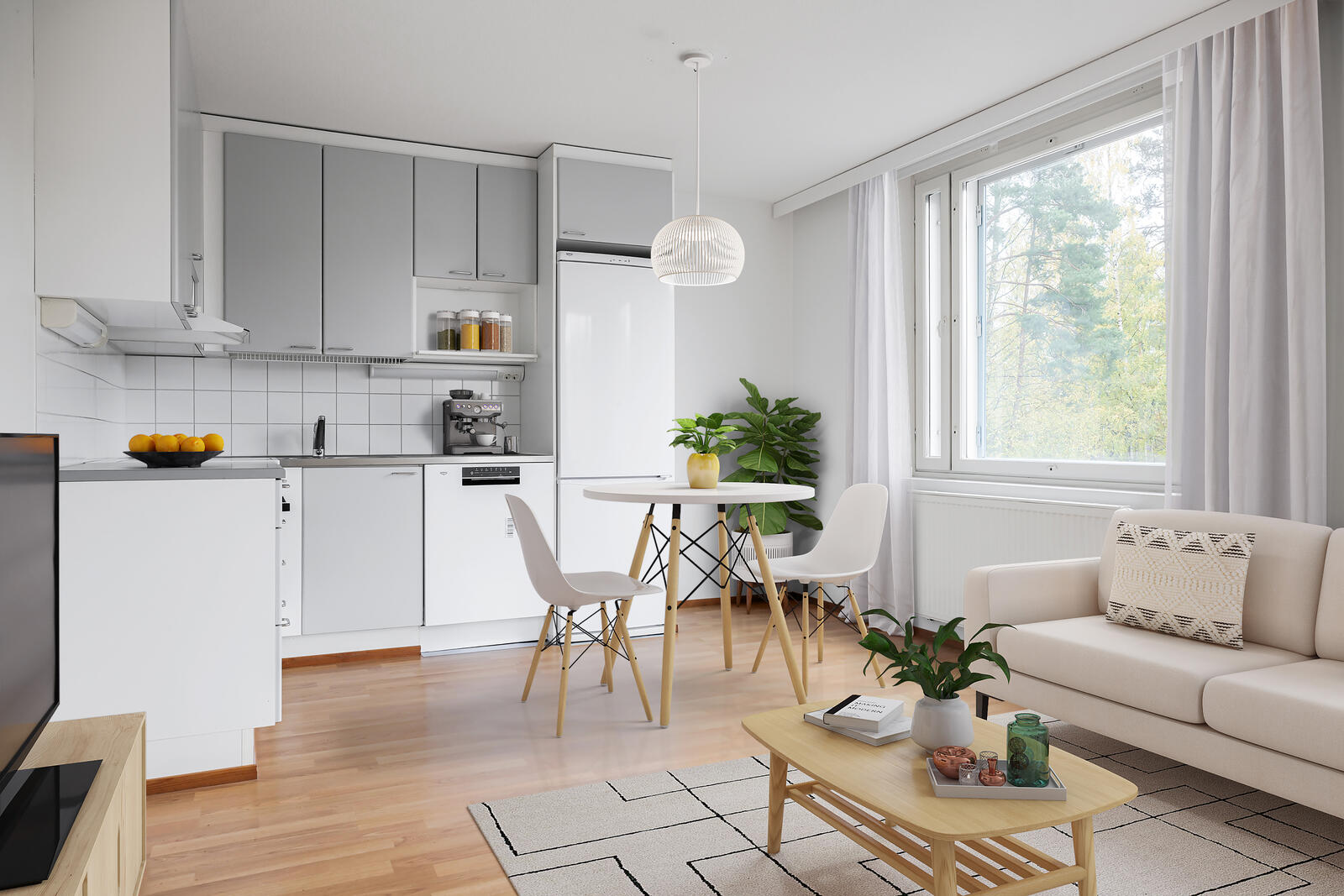 Pääkuva: digistailattu huoneistokuva.