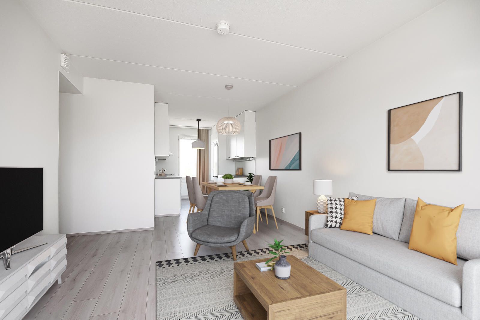 Pääkuva: digistailattu huoneistokuva.