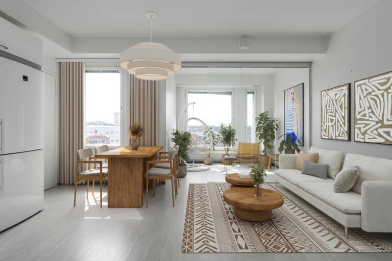 Pääkuva: digistailattu huoneistokuva.