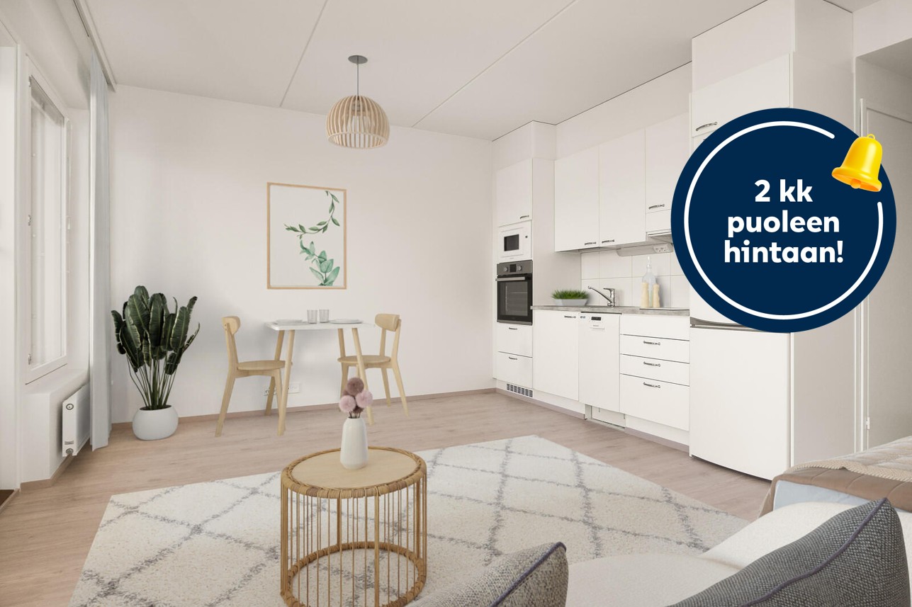 Pääkuva: digitaalinen sisustus. 2kk puoleen hintaan -logo.