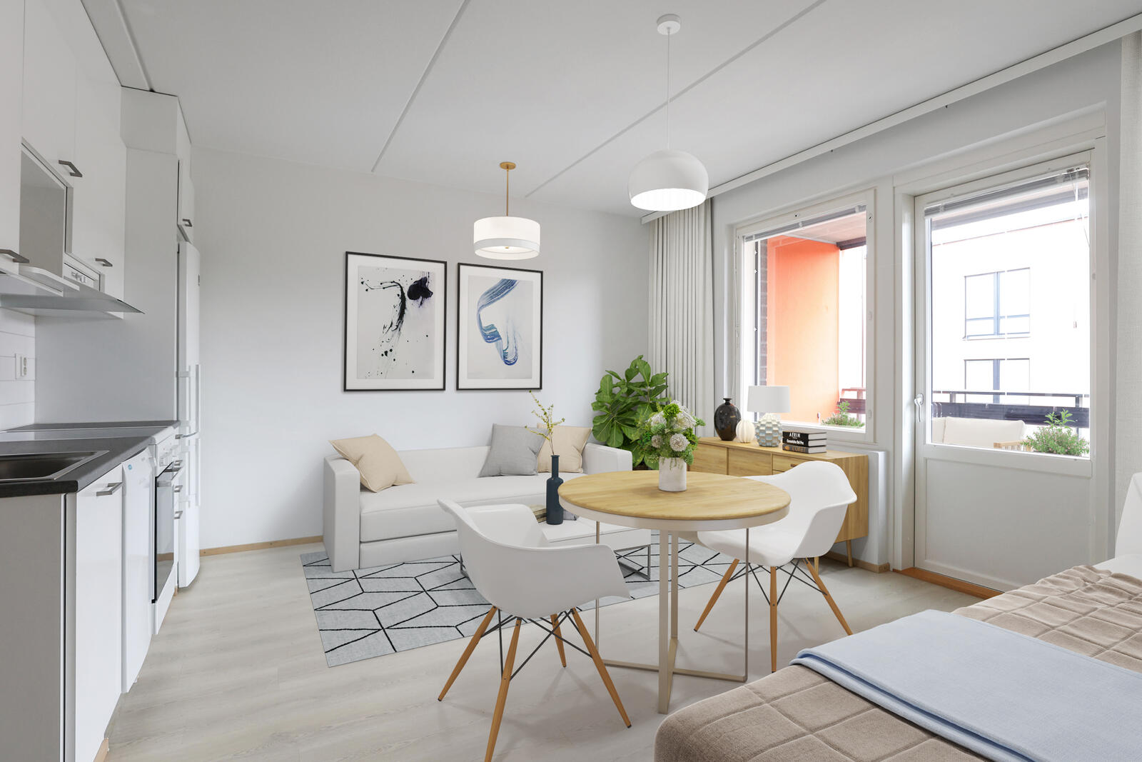 Pääkuva: digistailattu huoneistokuva.