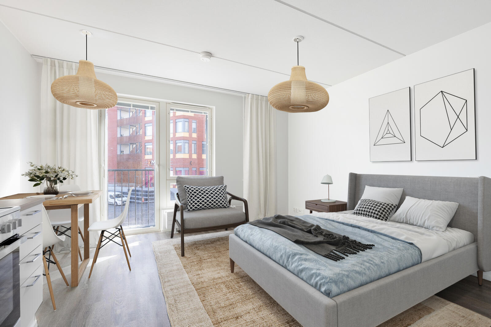 Pääkuva: digistailattu huoneistokuva.