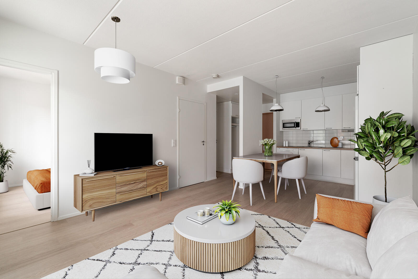 Pääkuva: digistailattu huoneistokuva.