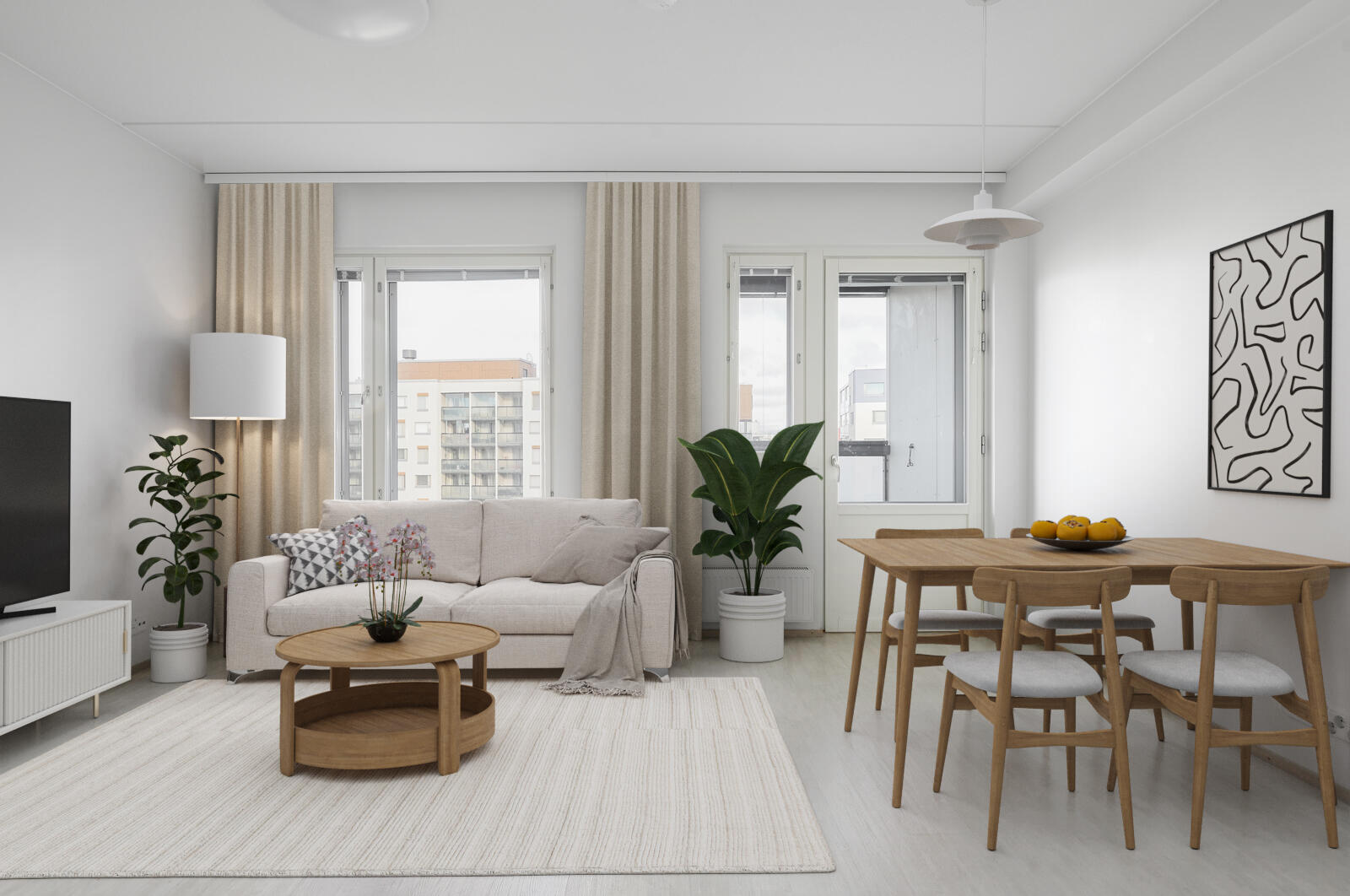 Pääkuva: digistailattu huoneistokuva.