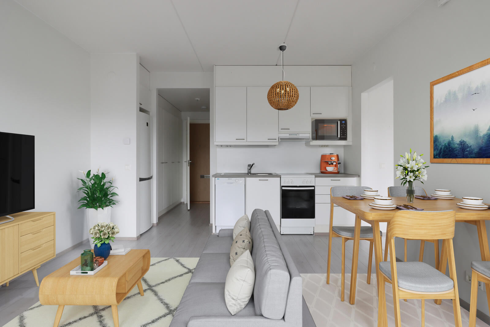 Pääkuva: digistailattu huoneistokuva.