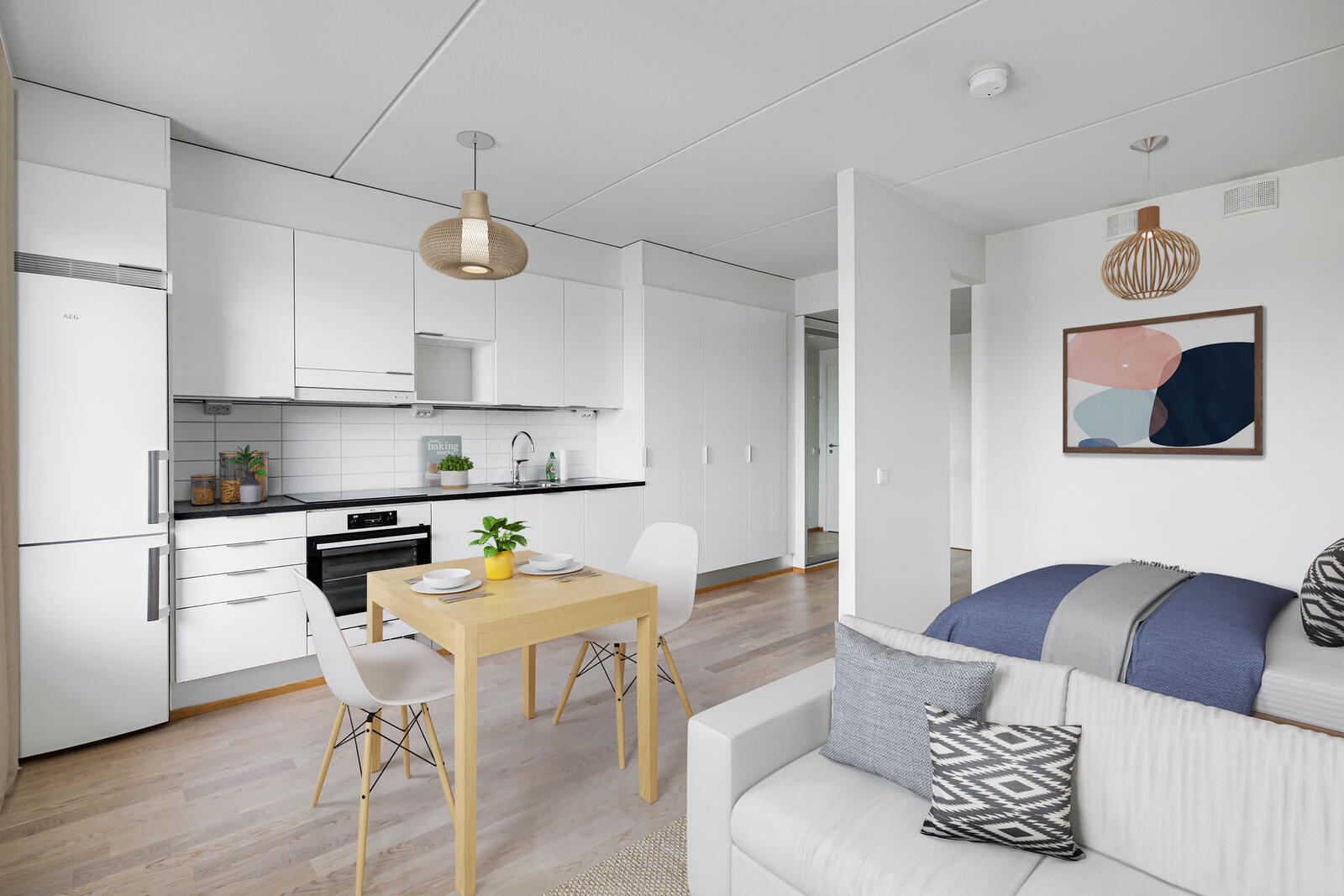 Pääkuva: digistailattu huoneistokuva.