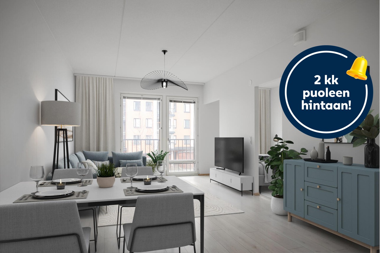Pääkuva: Digitaalinen sisustus. 2kk puoleen hintaan -logo.
