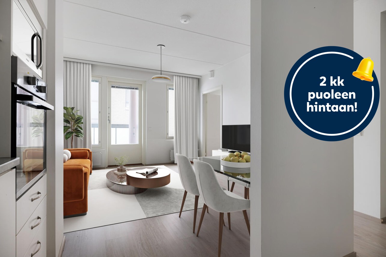 Pääkuva: digitaalinen sisustus. 2kk puoleen hintaan -logo.
