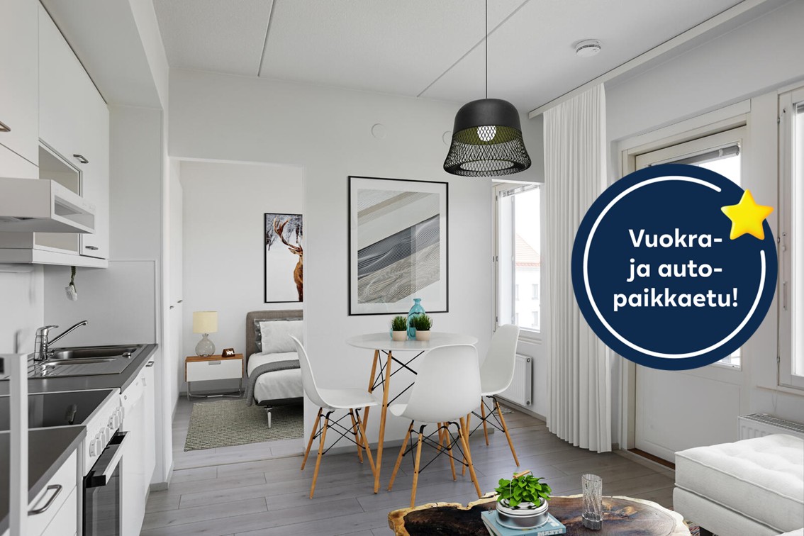 Pääkuva: digistailattu huoneistokuva.