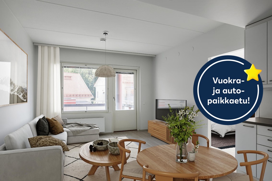 Pääkuva: digistailattu huoneistokuva.