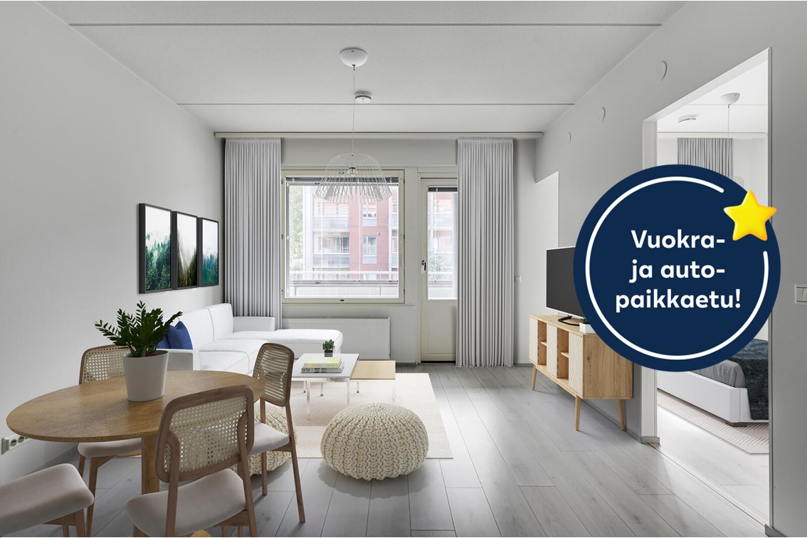 Pääkuva: digistailattu huoneistokuva.