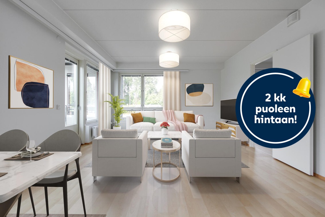 Pääkuva: digistailattu huoneistokuva.