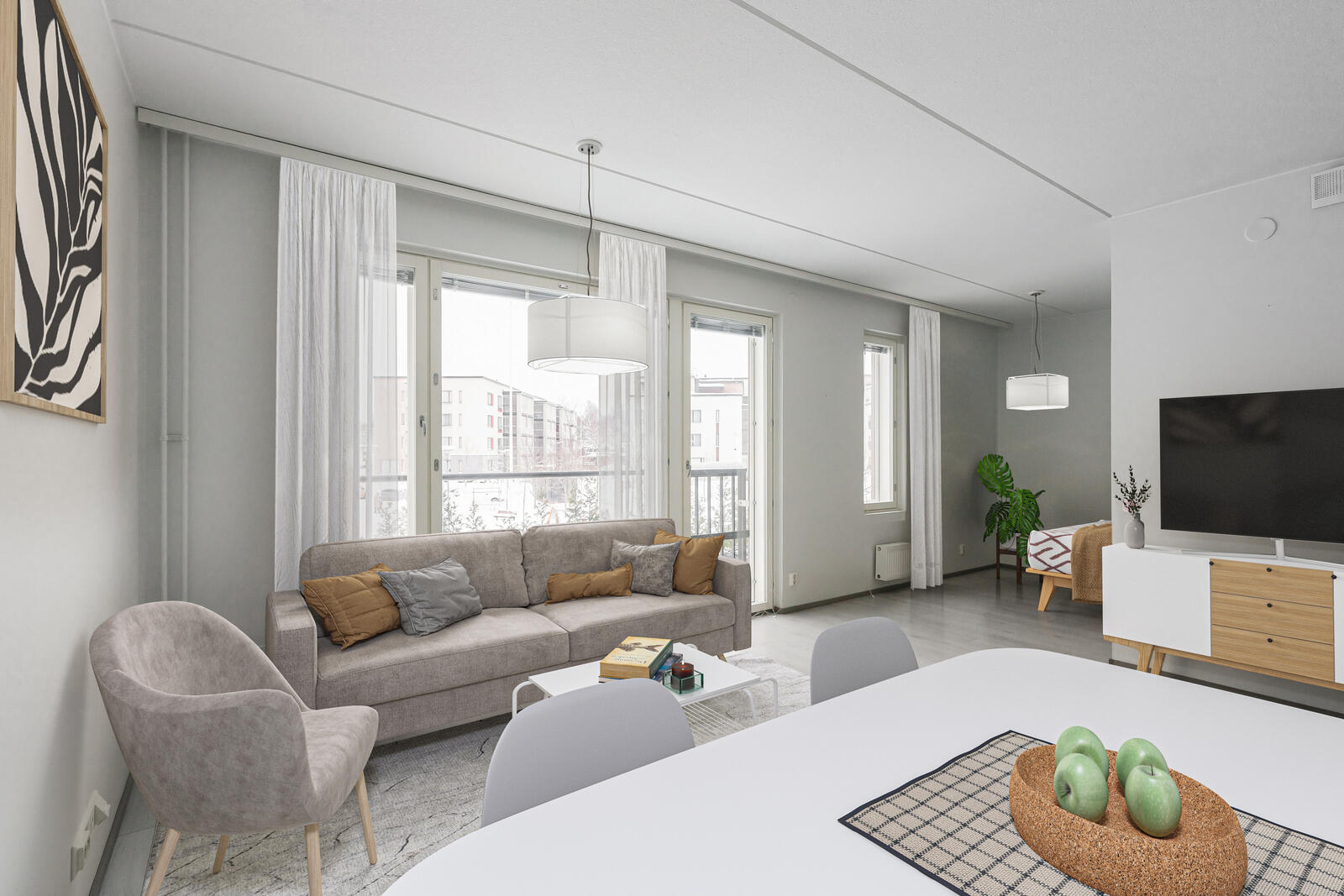 Pääkuva: digistailattu huoneistokuva.