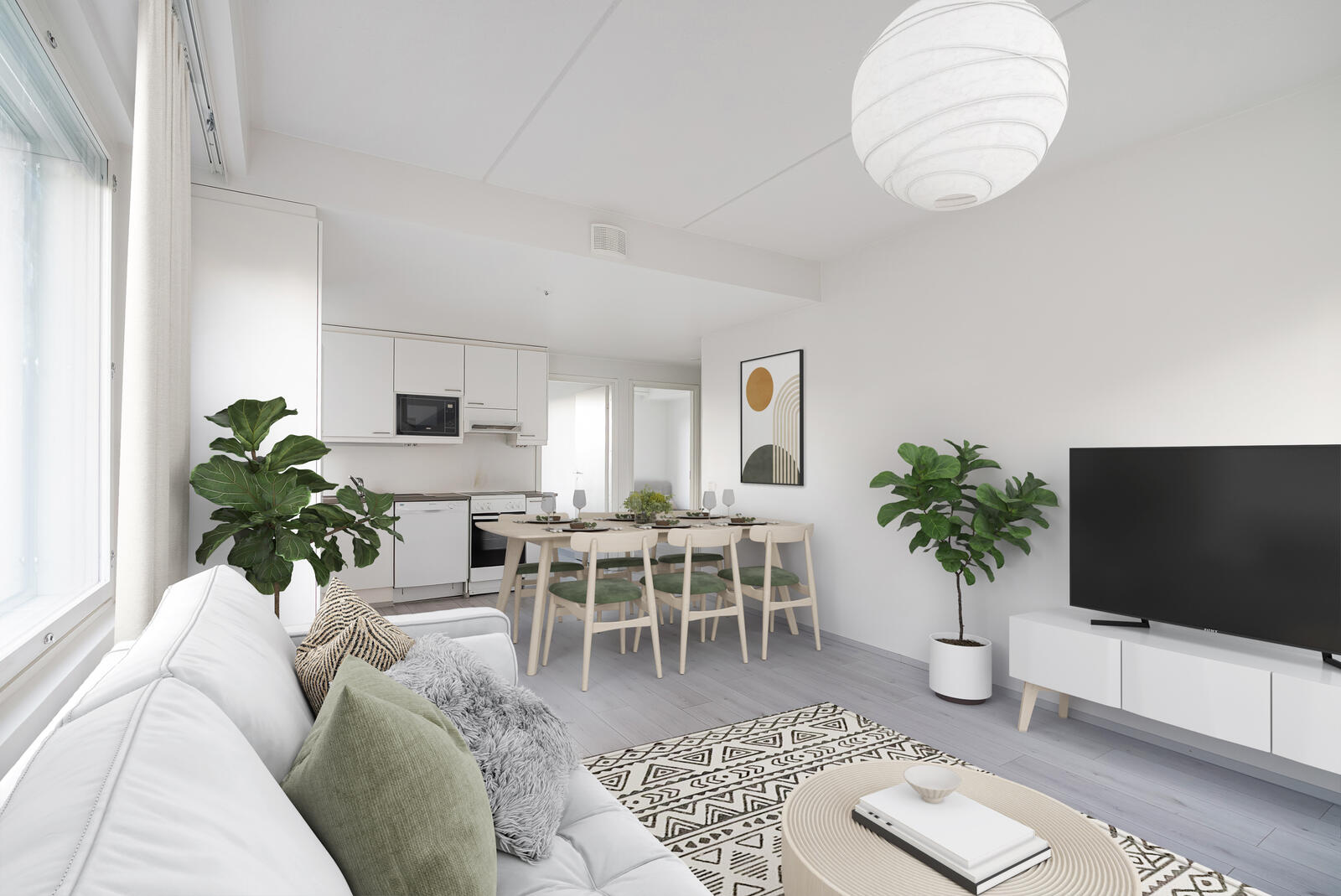 Pääkuva: digistailattu huoneistokuva.