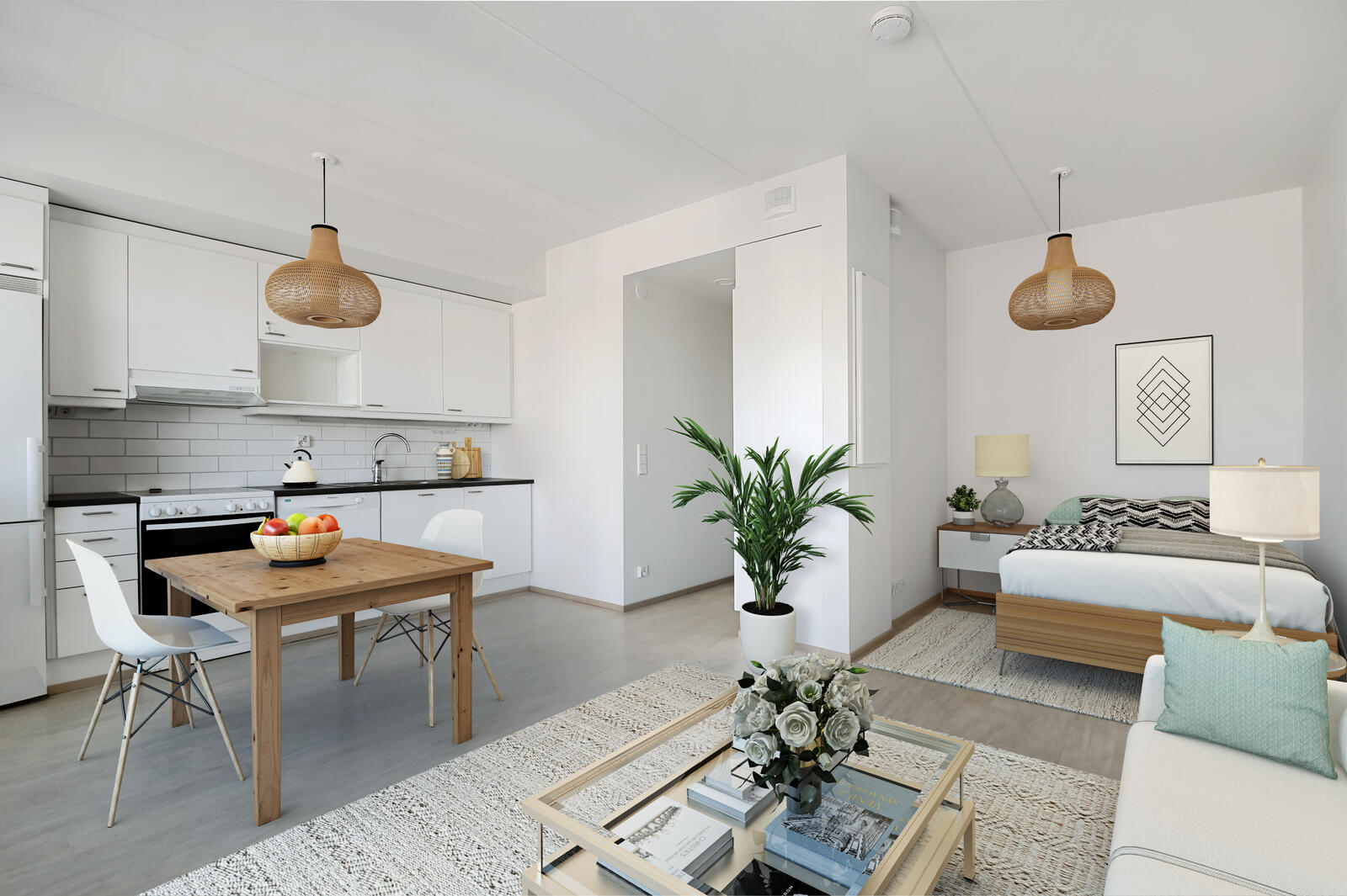 Pääkuva: digistailattu huoneistokuva.