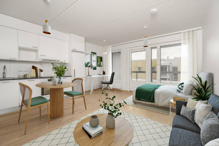 Pääkuva: digistailattu huoneistokuva.